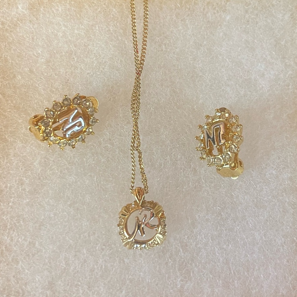 Nina Ricci 14K Gold Plated Necklace and clip on earrings Set